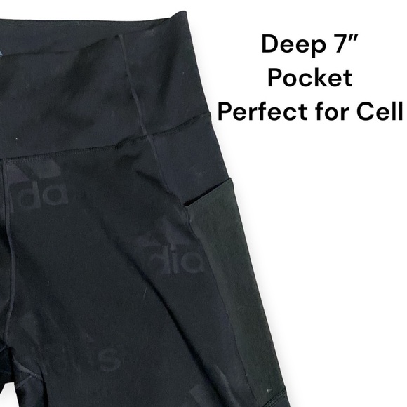 Adidas Women’s Believe This 2.0 Black Signature Printed Leggings Large Dark Goth - Picture 7 of 16